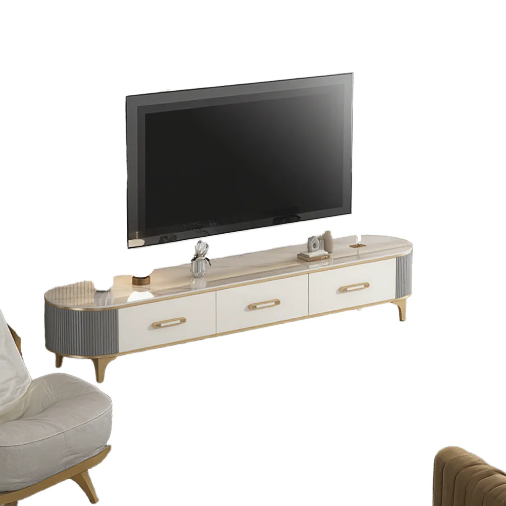 Light Luxury Rock Slab Living Room Household 2025 New High-end Feeling Small-sized Oval TV Cabinet