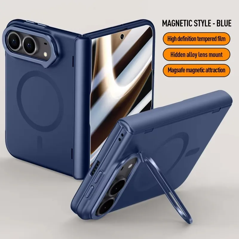 Magnetic Anti-Drop Phone Case for iPhone Duo 18 Fold 18Ultra with Lens Bracket Translucent Hinge Shockproof Protection Cover