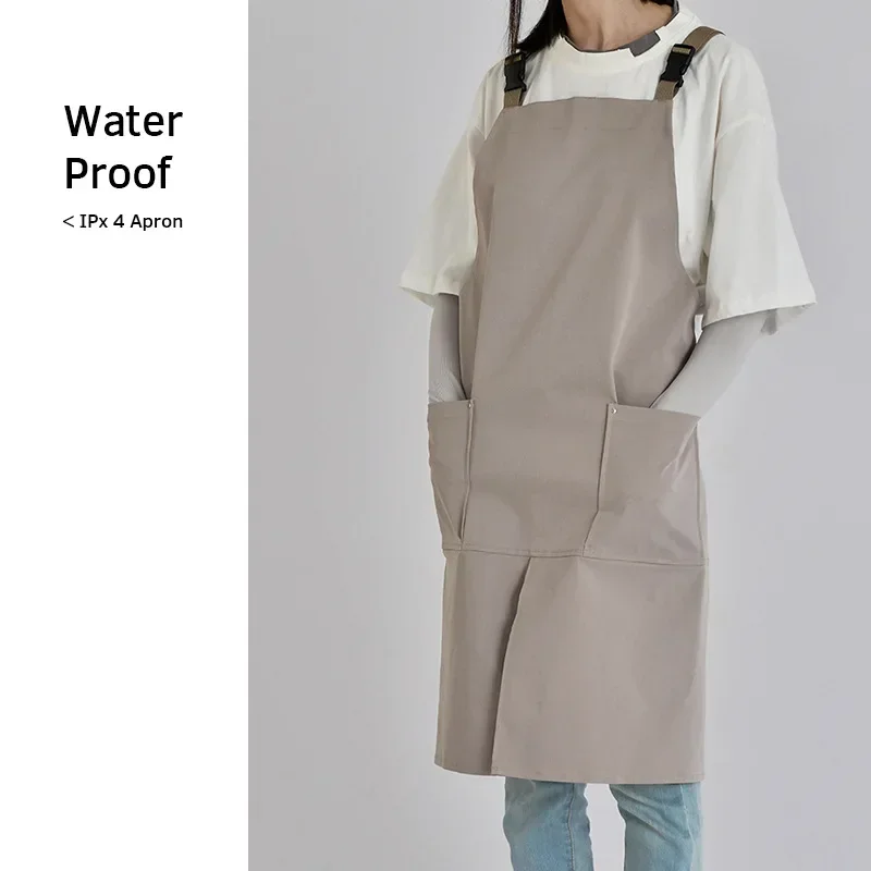 Waterproof Coffee Restaurant Canvas Apron Cover Work Suit Bib Pure Cotton Kitchen Uniform Factory Korean Japanese Pinafore