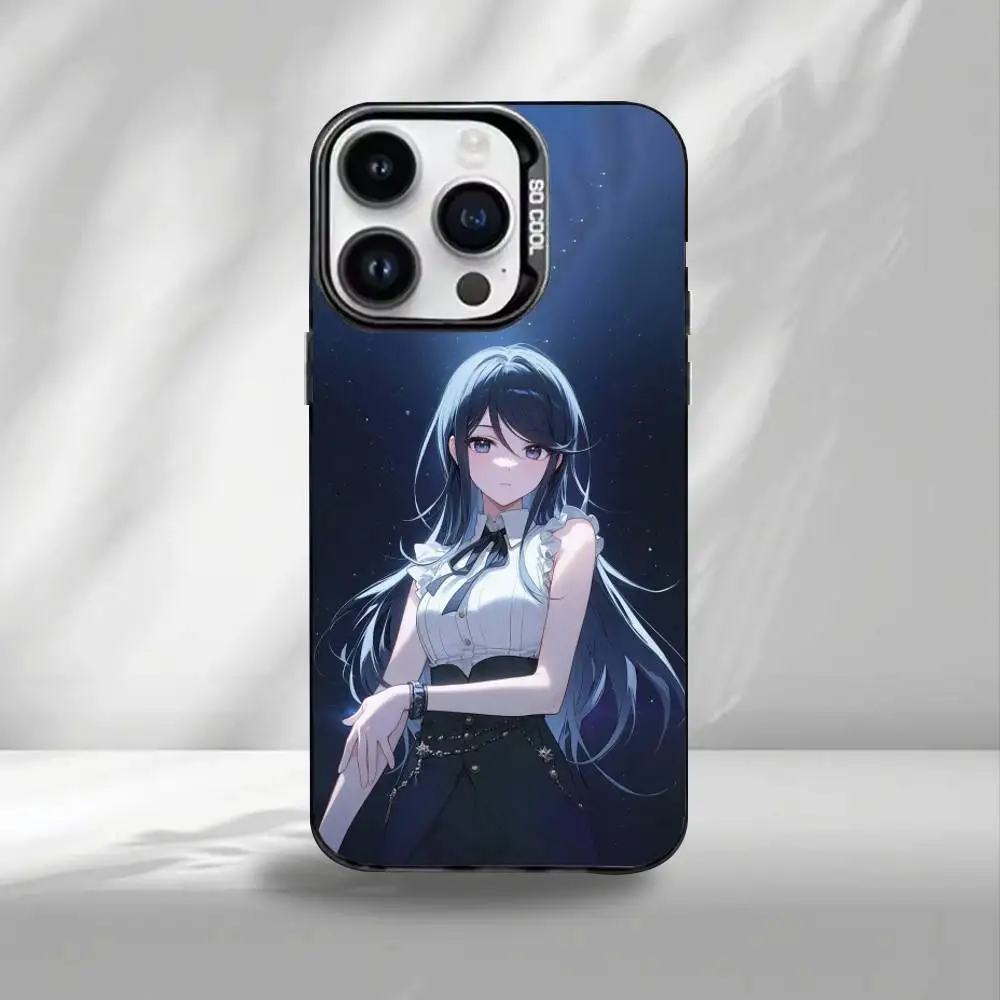 Lchika hoshino capa de telefone para iphone17,16,15,14,13,12,11 plus, pro max preto colorido banhado a prata dentro da capa