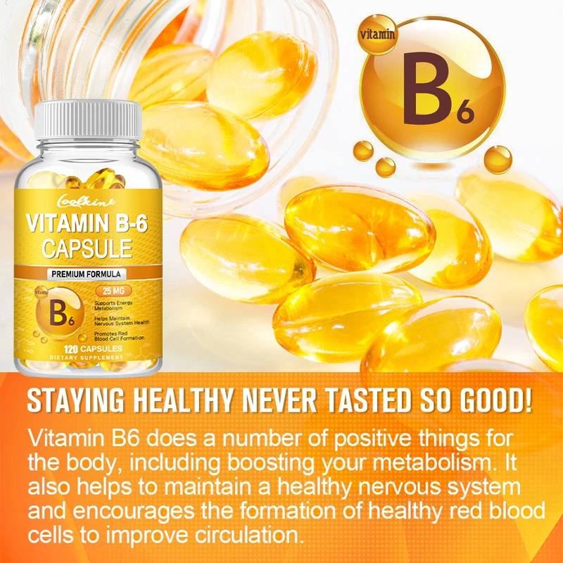 Vitamin B-6 Capsules - Supports Nervous System, Cardiovascular Health