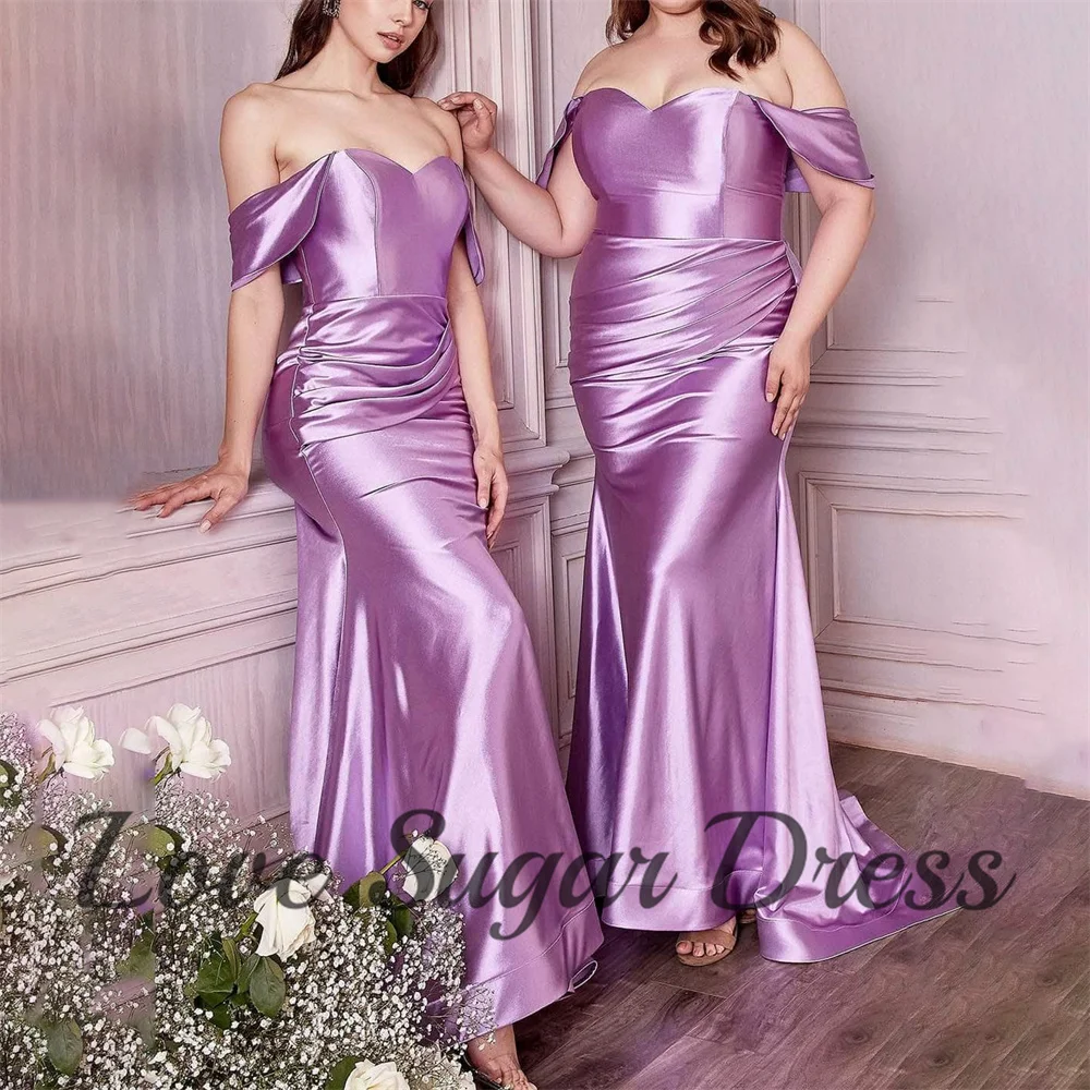 

Plus Size Mermaid Evening Dresses For Women Sexy Off Shoulder Prom Dress Satin Pleated Long Formal Party Gowns платье вечернее