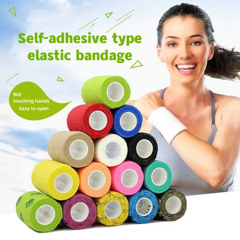 1 Rolle 2.5/5/10cm * 4,8 m Mull bewegungs verband selbst klebende atmungsaktive elastische Bandagen für Sport fixierung Finger Handgelenk Bein