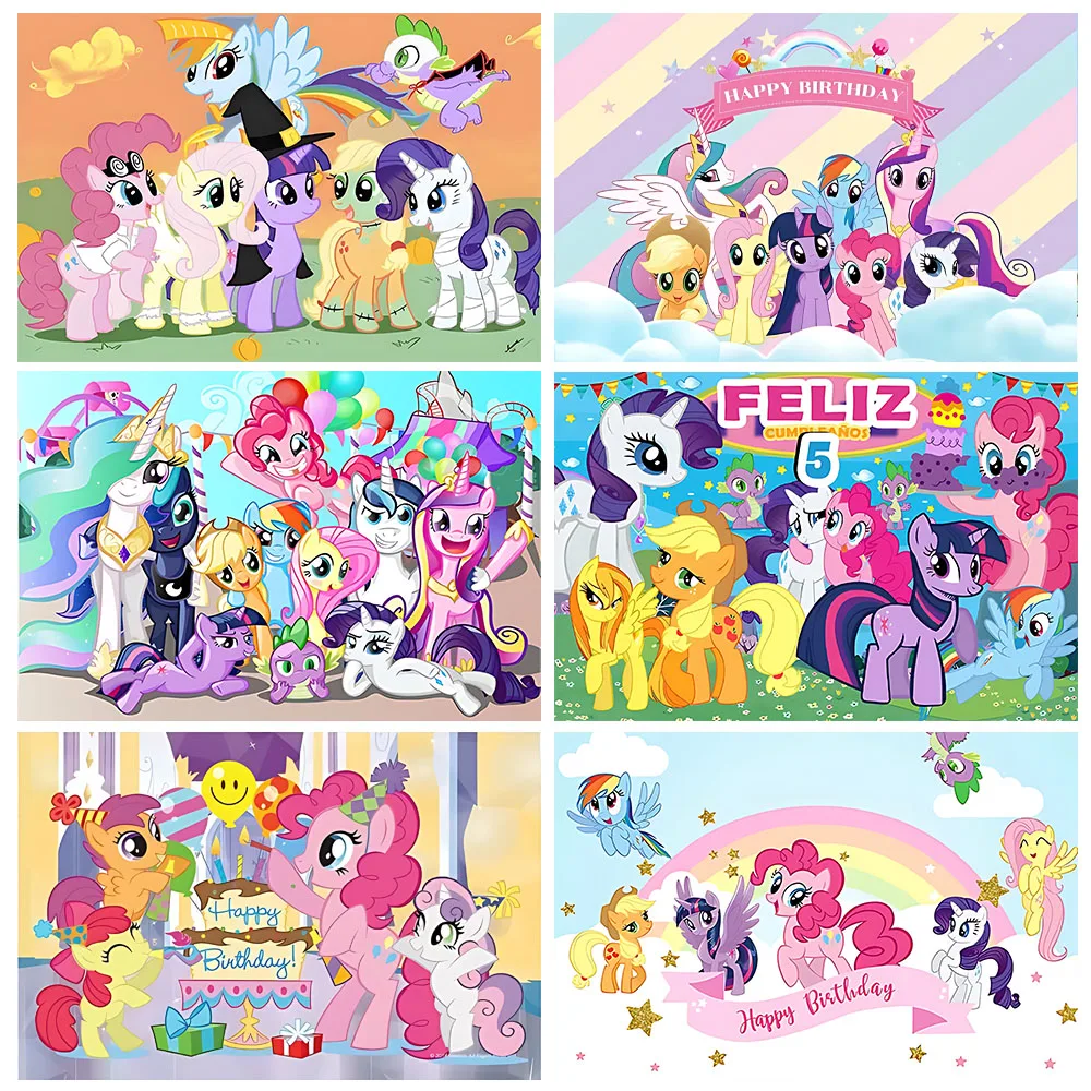 

Rainbow Unicorn Theme Birthday Party Decoration Kid Girl Little Pony Pink Background Photography Banner Baby Shower Supplies