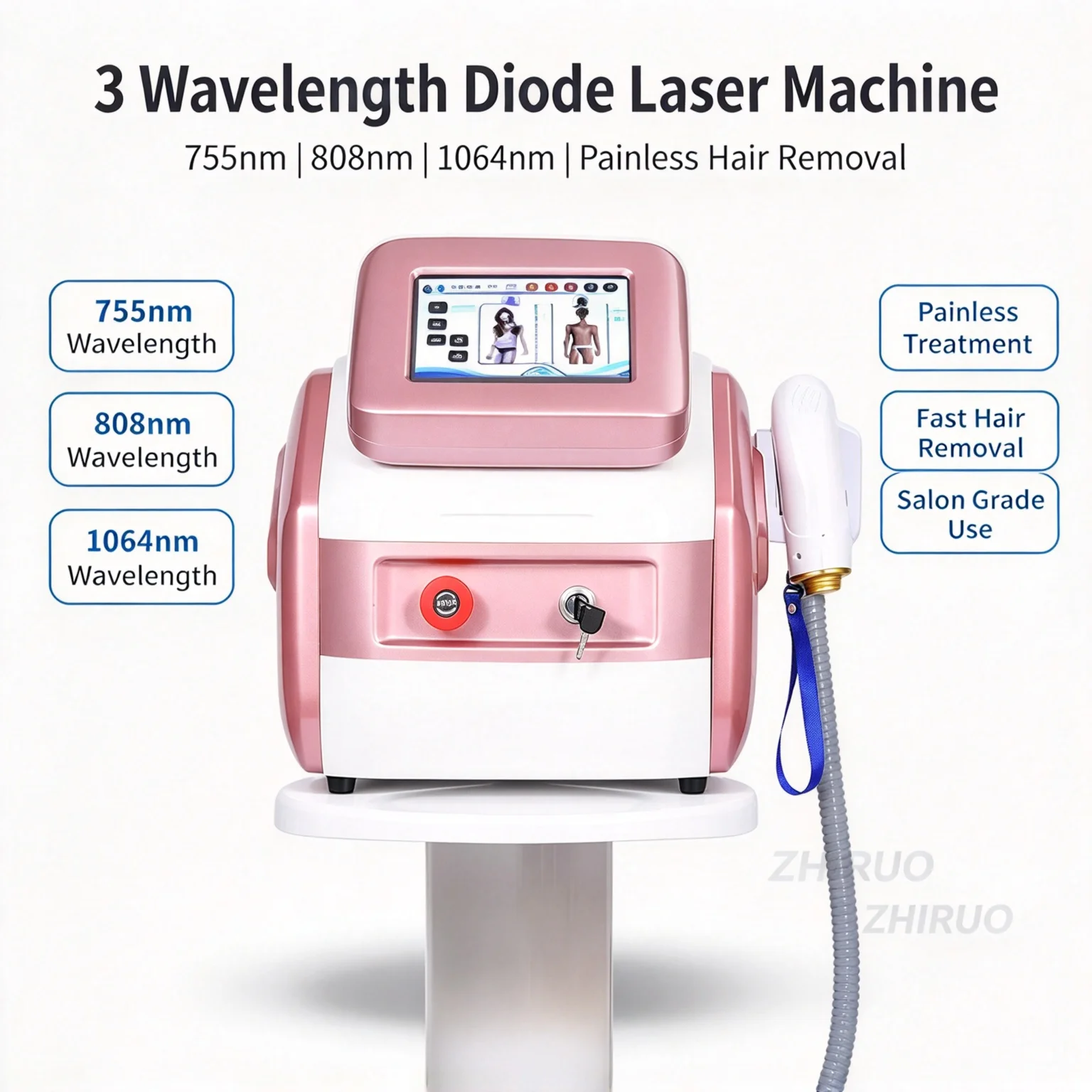 2026 Portable 808nm Diode Hair Removal Machine 4000W High Power 755 808 1064nm Lase Epilat