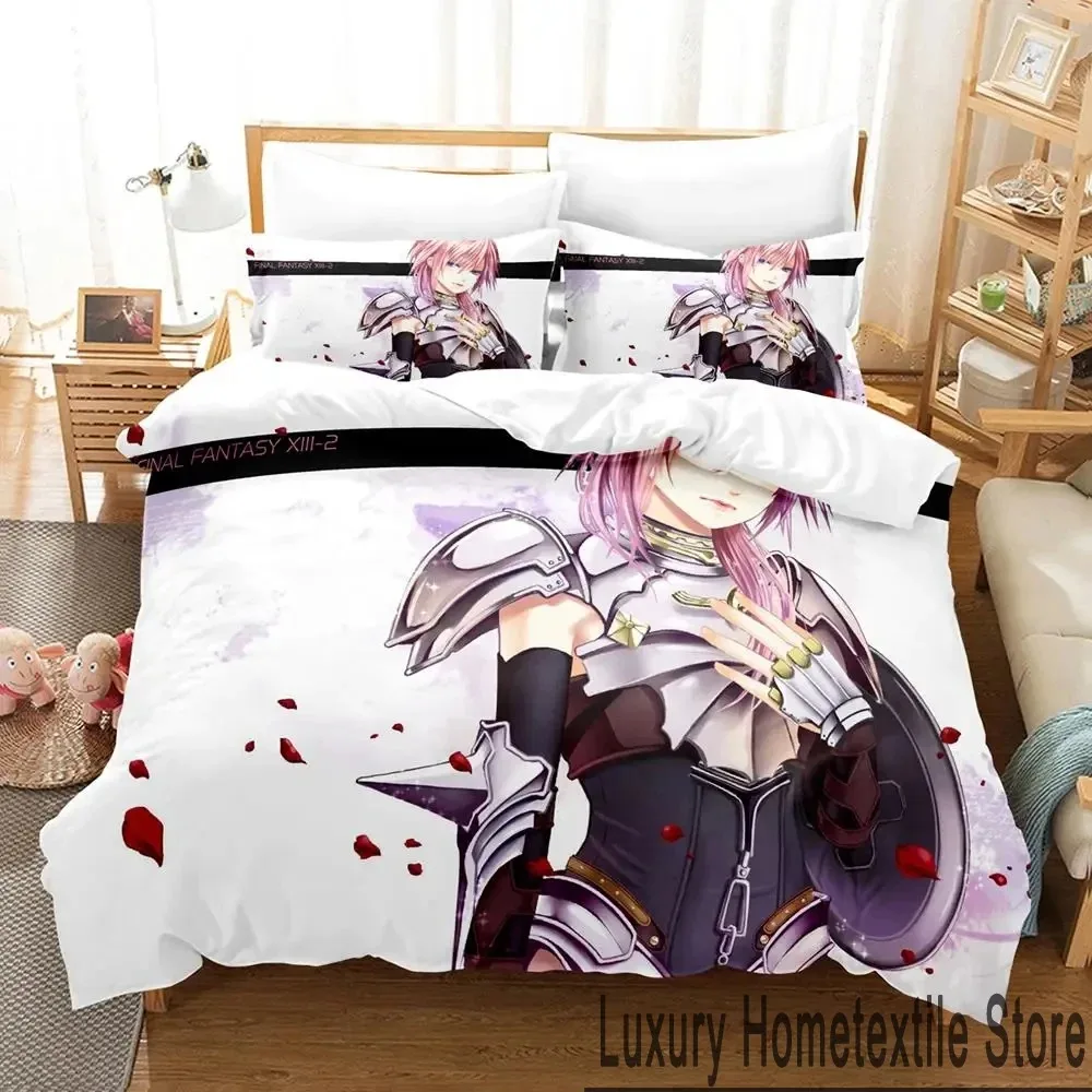 3D Print Anime Game FINAL FANTASY XIII-2 Bedding Set Boys Girls Twin Queen King Size Duvet Cover Pillowcase Bed boys Adult