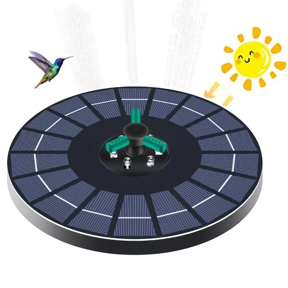 Colorful Solar Fountain with LED Light with Nozzles Bird Bath Fountain Circulating Automatic Floating Fountains Bird