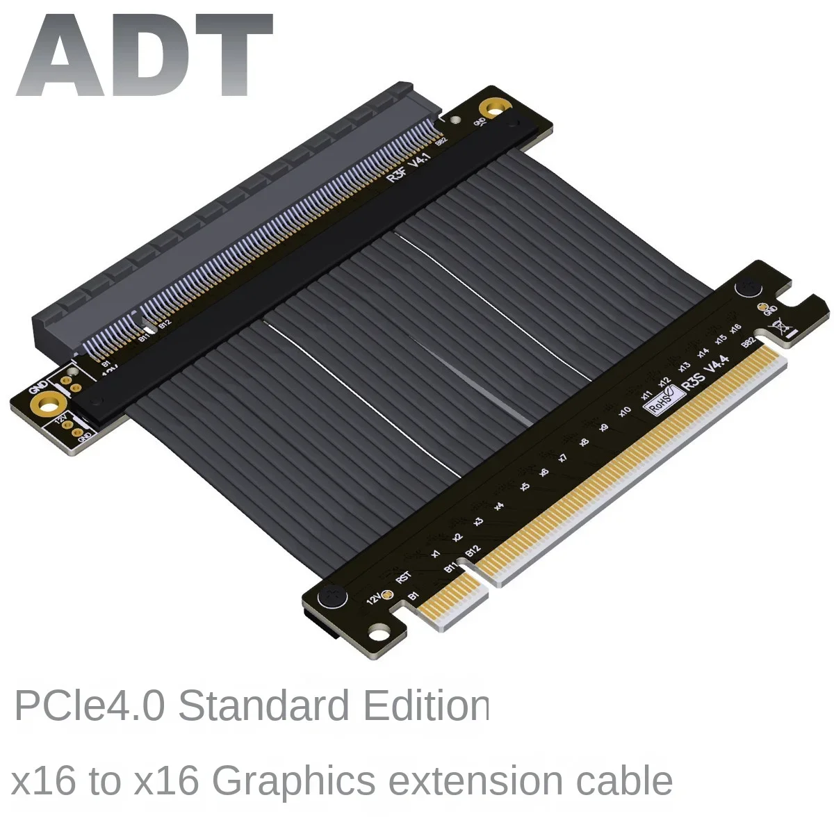 

Кабель-удлинитель видеокарты ADT PCIE 4,0x16 адаптируется к мягкому кабелю 90 ° графической карты в компьютере ATX