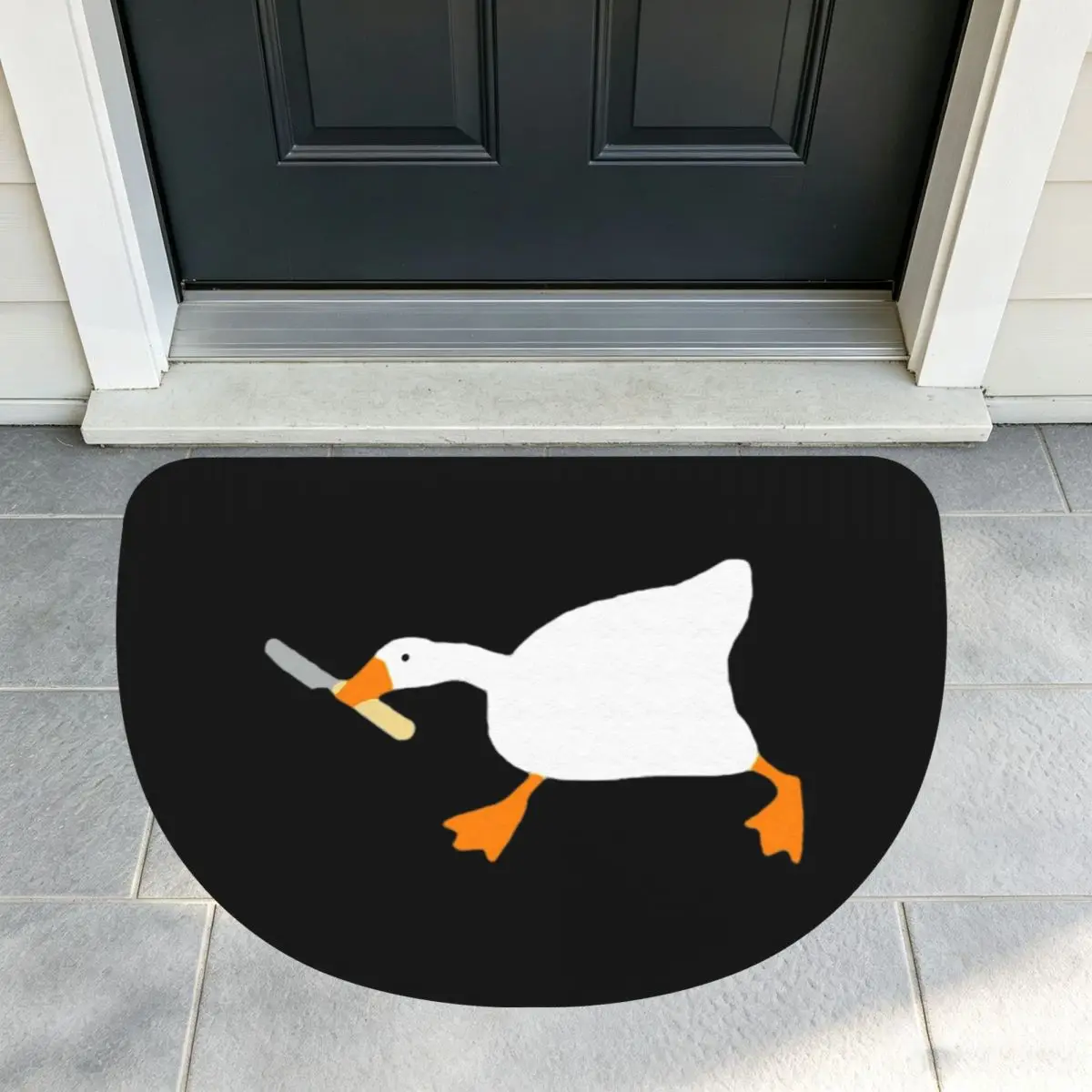 Goose With Knife - Peace Was Never An Option Half Round Doormat Non Slip Bathroom Mat Absorbent Floor Carpet for Living Room
