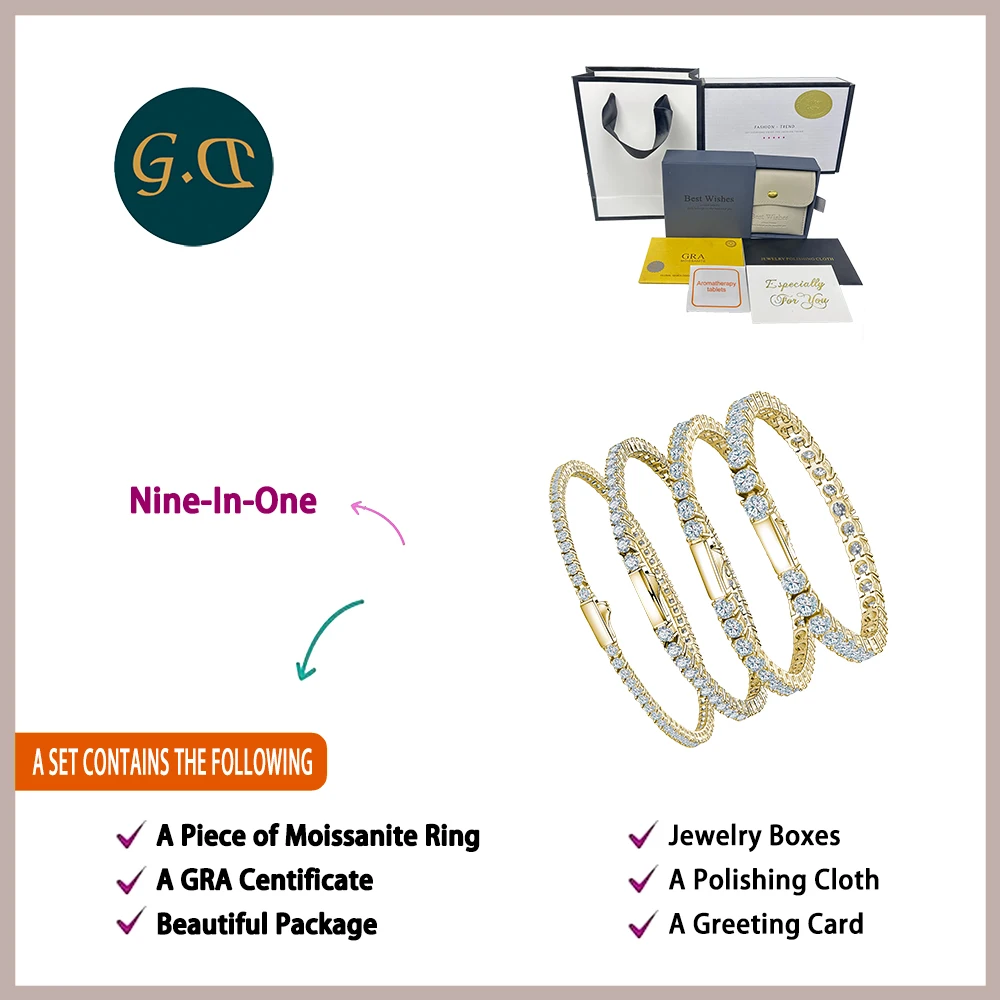 2 مللي متر-5 مللي متر مويسانيتي أساور التنس للجنسين 18K مطلية بالذهب S925 فضة تألق أناقة للمناسبات اليومية والرسمية