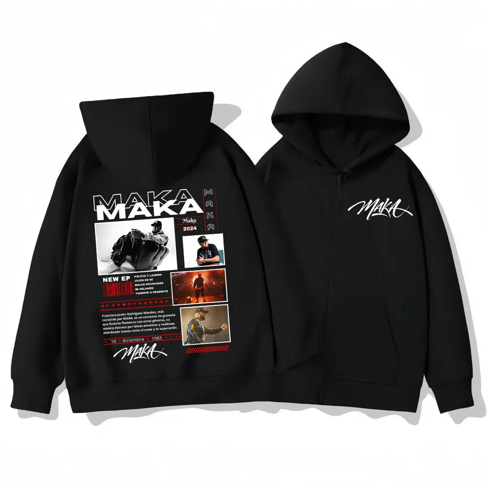 

Rapper Maka Aura Tour 2025 Zipper Hoodies Men's Women's Hip Hop Vintage Zip Up Sweatshirts Fashion Casual Oversized Pullovers