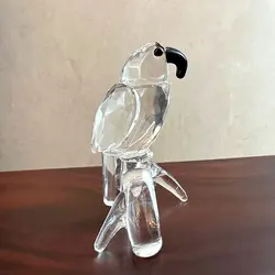 Clear Crystal Parrot Figurines Miniature Handmade Glass Animal Statue Paperweight Collection Table Ornament Home Decor Xmas Gift