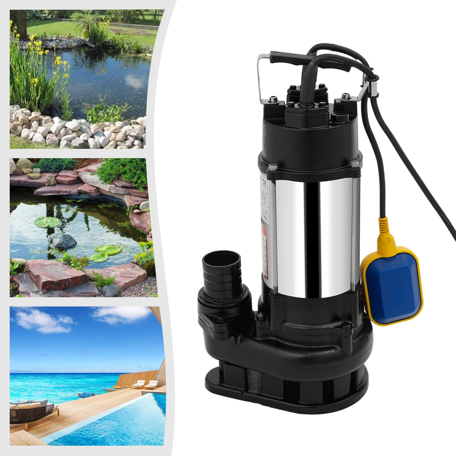 2850 U/min Tauchpumpe mit automatischem Schwimmerschalter und 2-Zoll-Entladung, Tiefbrunnenpumpe für Keller/Teiche/Becken – Detail 5