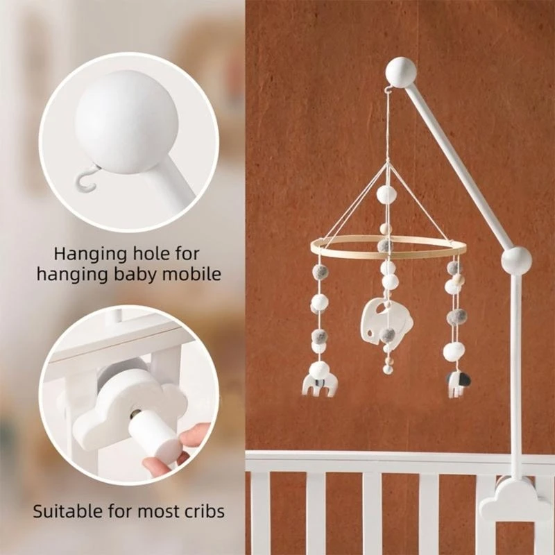 Q0KB Crib Mobile Hanger Rotatable Bracket Claw Mobile Bed Bells Stand for Baby Cribs