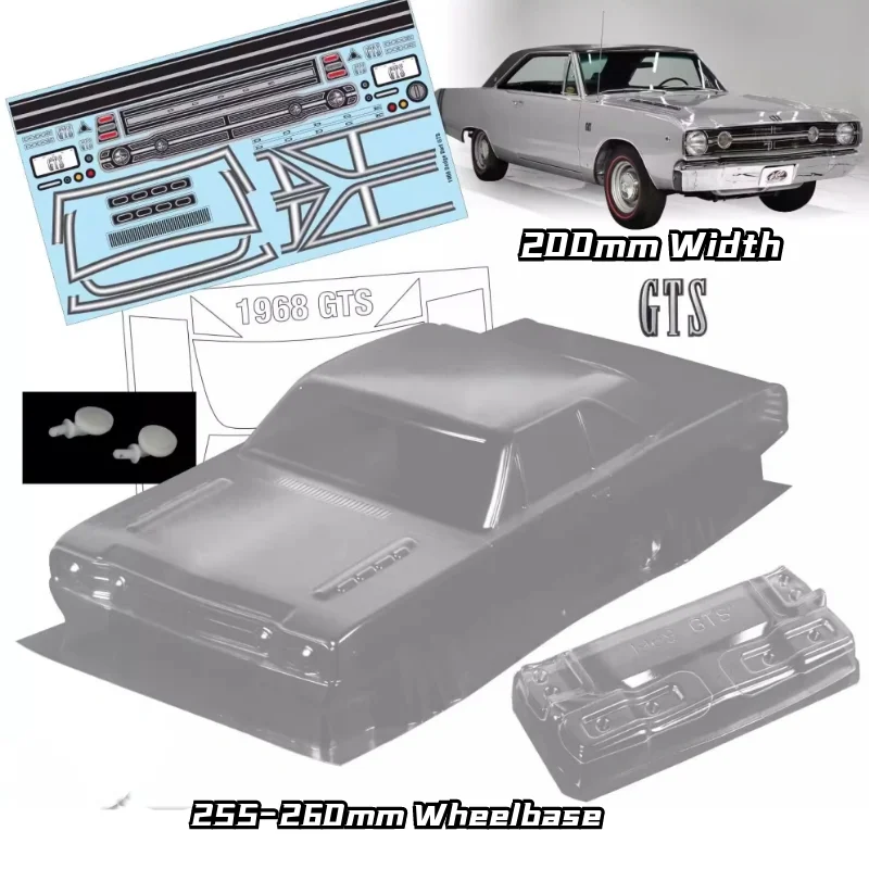 1/10 1968 Dart GTS RC kucyk karoseria PC Shell 200mm szerokość 260mm rozstaw osi 3D klosz bez malowania nadwozia Hsp Hpi Trax Tamiya LC