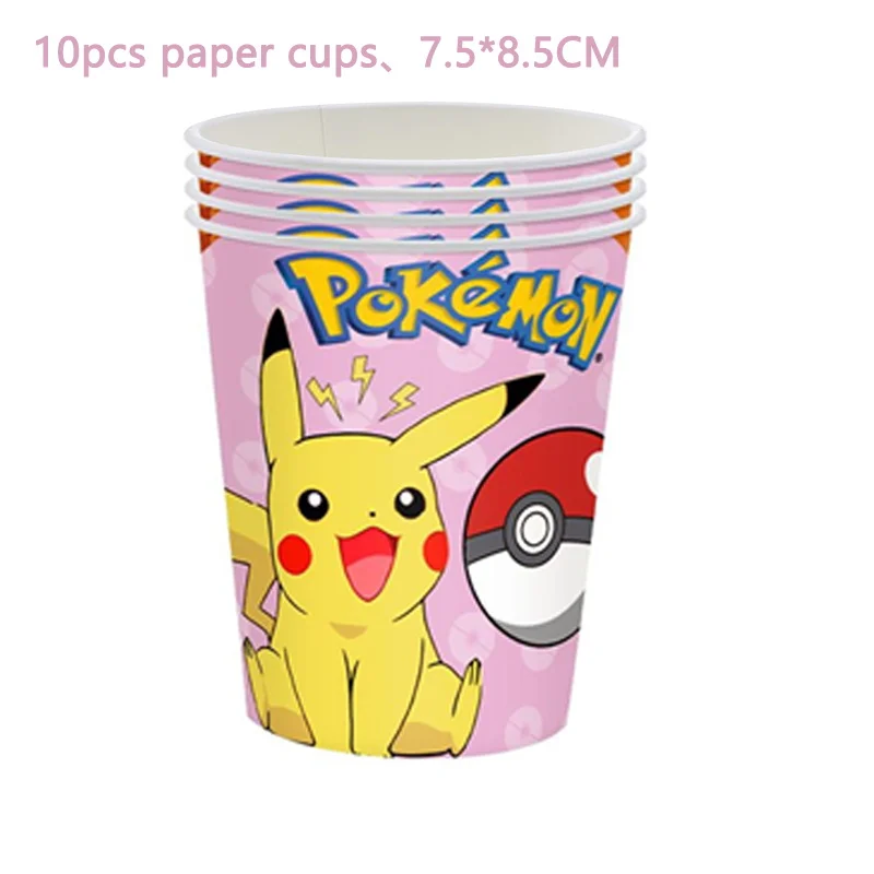 Pokemon Birthday Party Decorations Pikachu Tableware Paper Plates Napkins Cups Party Favor Baby Shower Supplies for Kids Gifts