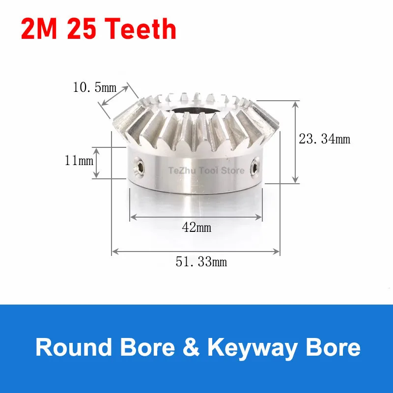 Imagem -03 - Bevel Gear Round Bore Keyway Bore Relação de Velocidade 1:1 20 Dentes 25 Dentes 30 Dentes 90 Graus Mod 304 1pc Aço Inoxidável