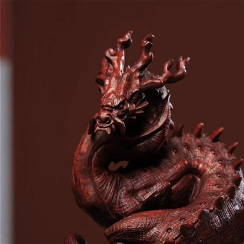 Solid wood crafts, carved dragon decorations, home and office feng shui decorations, auspicious decorations, gifts