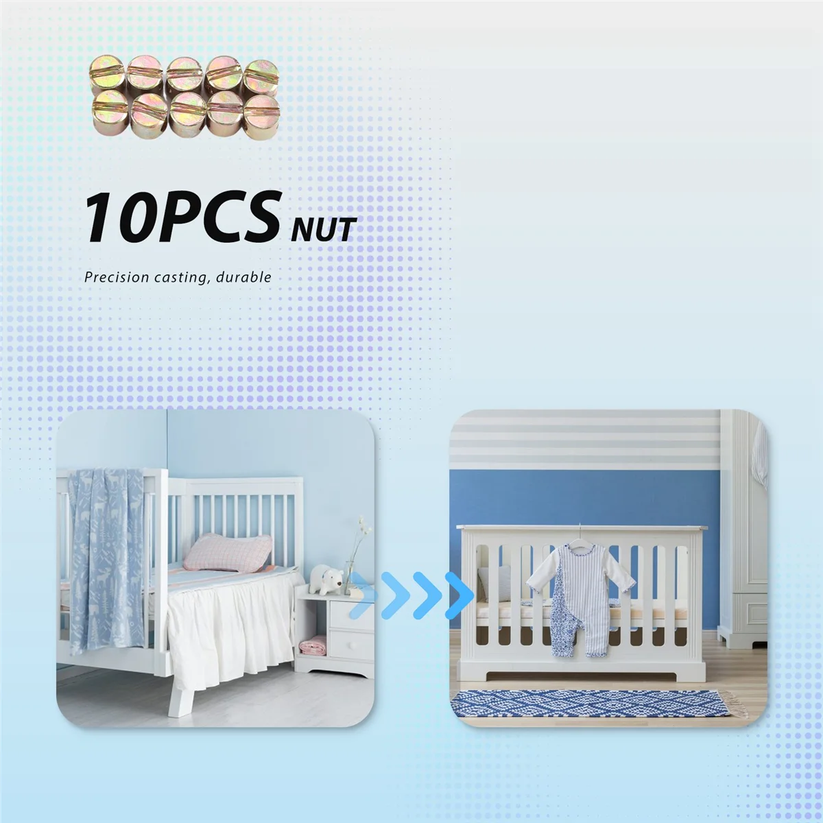 A62X 10 peças M6 parafusos de barril passador cruzado porca de móveis com fenda para camas cadeiras de berço