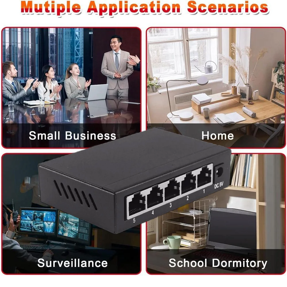 Huitenda محول الشبكة 5/8/16 منفذ محول إيثرنت محول 100/1000Mbps الذكية الجلاد الإنترنت حاقن سطح المكتب RJ45 محور معدني