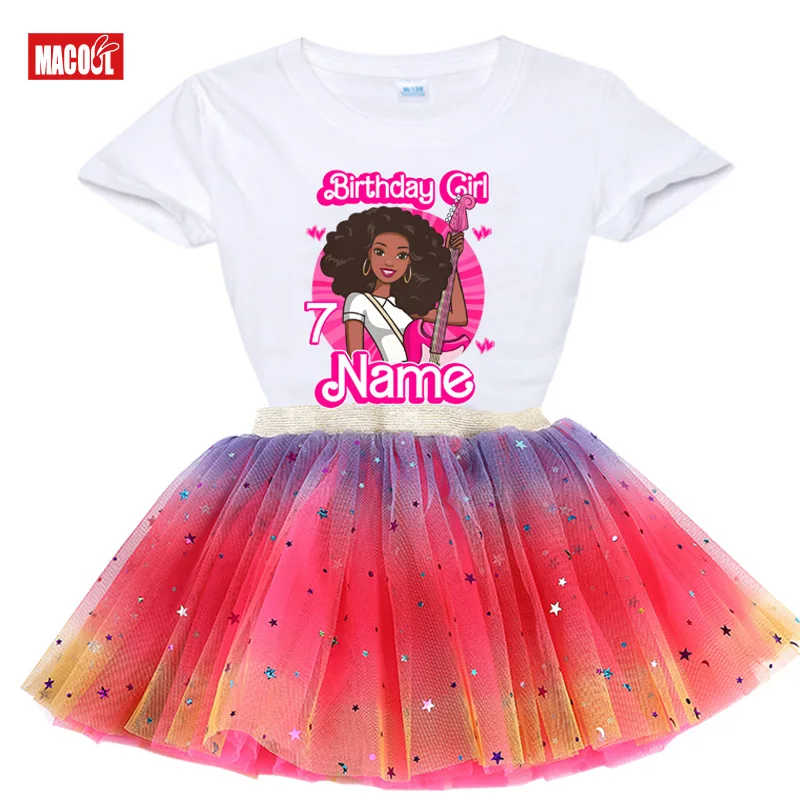 Birthday Girl Dress Custom Name 7th Birthday Outfit for Girls Kids Tutu Skirt Set Party DressGirl Outfits Tutu Set Personalized
