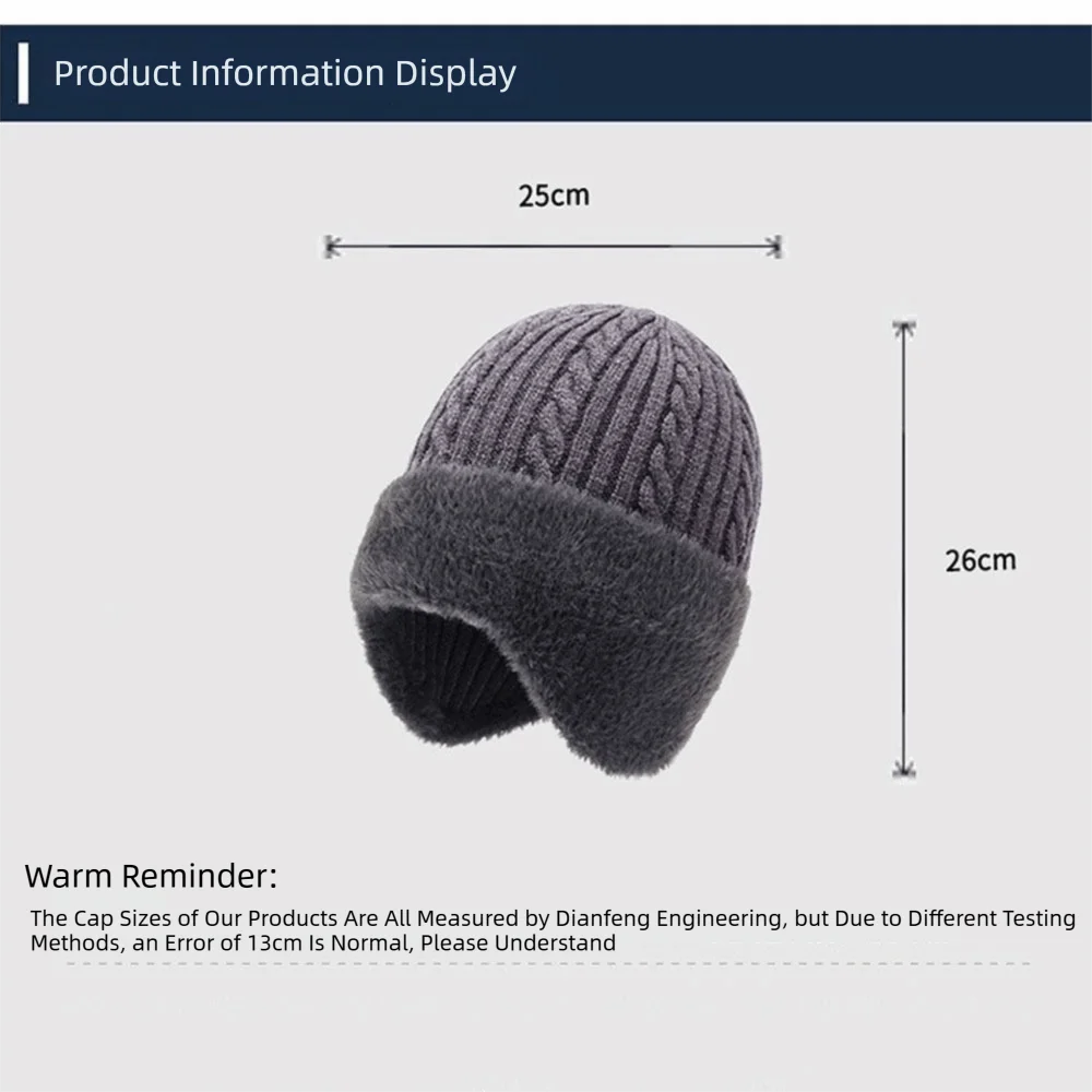 Versatile Thickened Warm Knitted Hat Double Layers Fur Lined Beanie With Earmuffs Coldproof Outdoor Warm Hat for Autumn Winter view 6