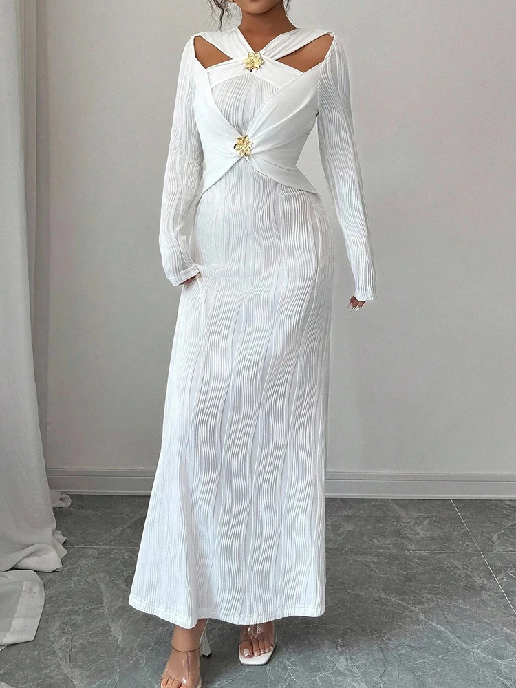 New Spring Autumn Women Maxi Dress for Clothing Casual Sleeveless Ladies Party Dress O Neck Buttons Elegant Streetwear Vestidos