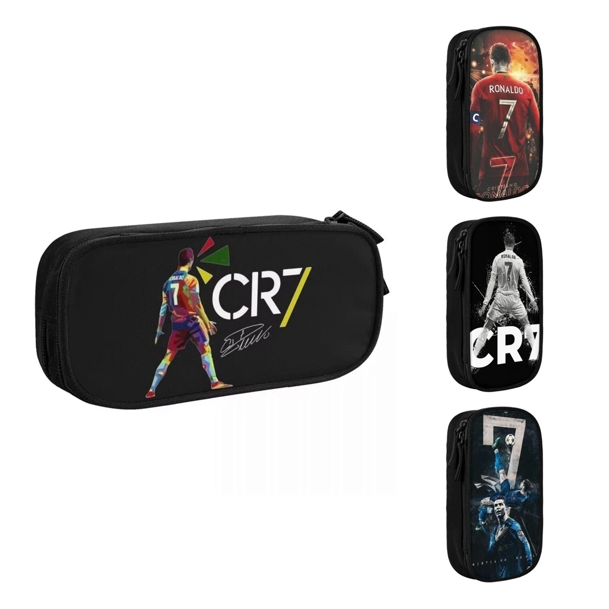 Fashion Football Ronaldo Signature Pencil Case Classic Pen Bag for Student Large Storage Students School Cosmetic Pencilcases