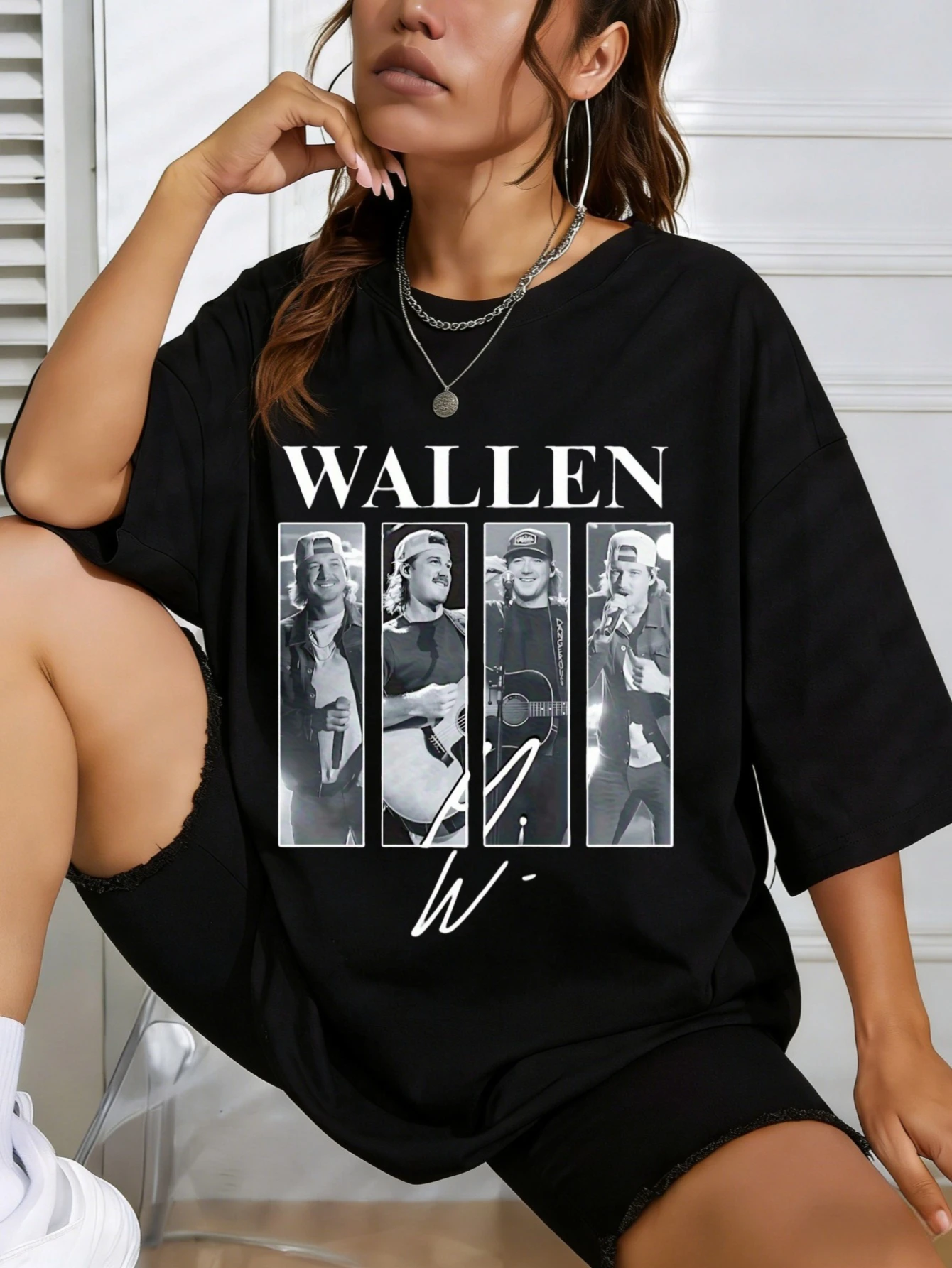 

Womens T Shirt Oversized Cotton Graphic Printed WALLEN Design Casual Summer Streetwear Short Sleeve for Women