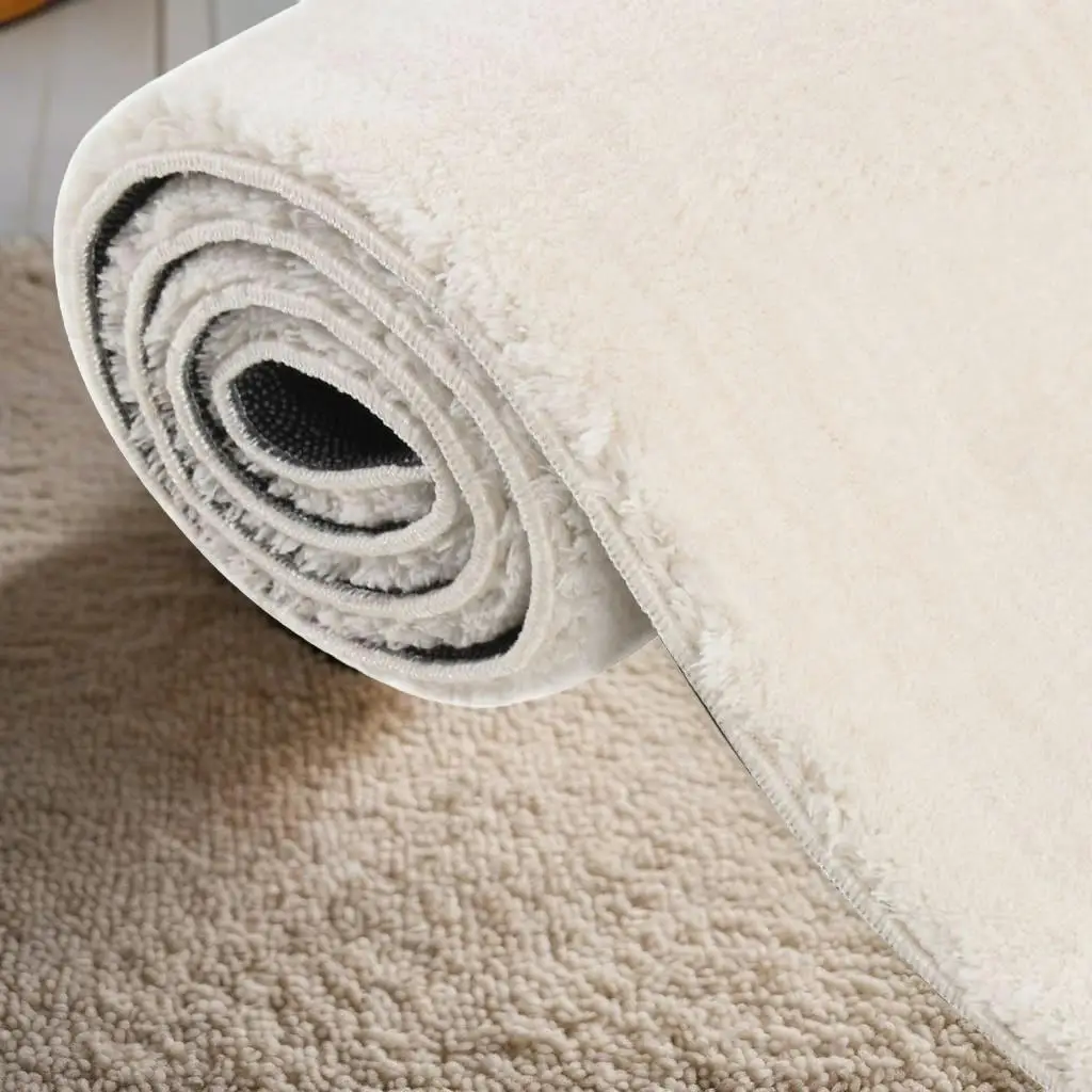 

Luxury Cream White 7'x9' Shaggy Area Rug - Soft Polyester for Living Room & Bedroom