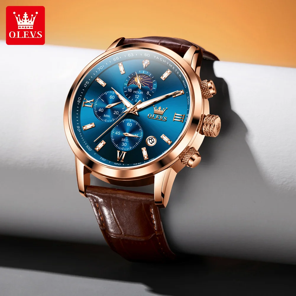 OLEVS Heren Quartz Horloge Maanfase - alternate angle