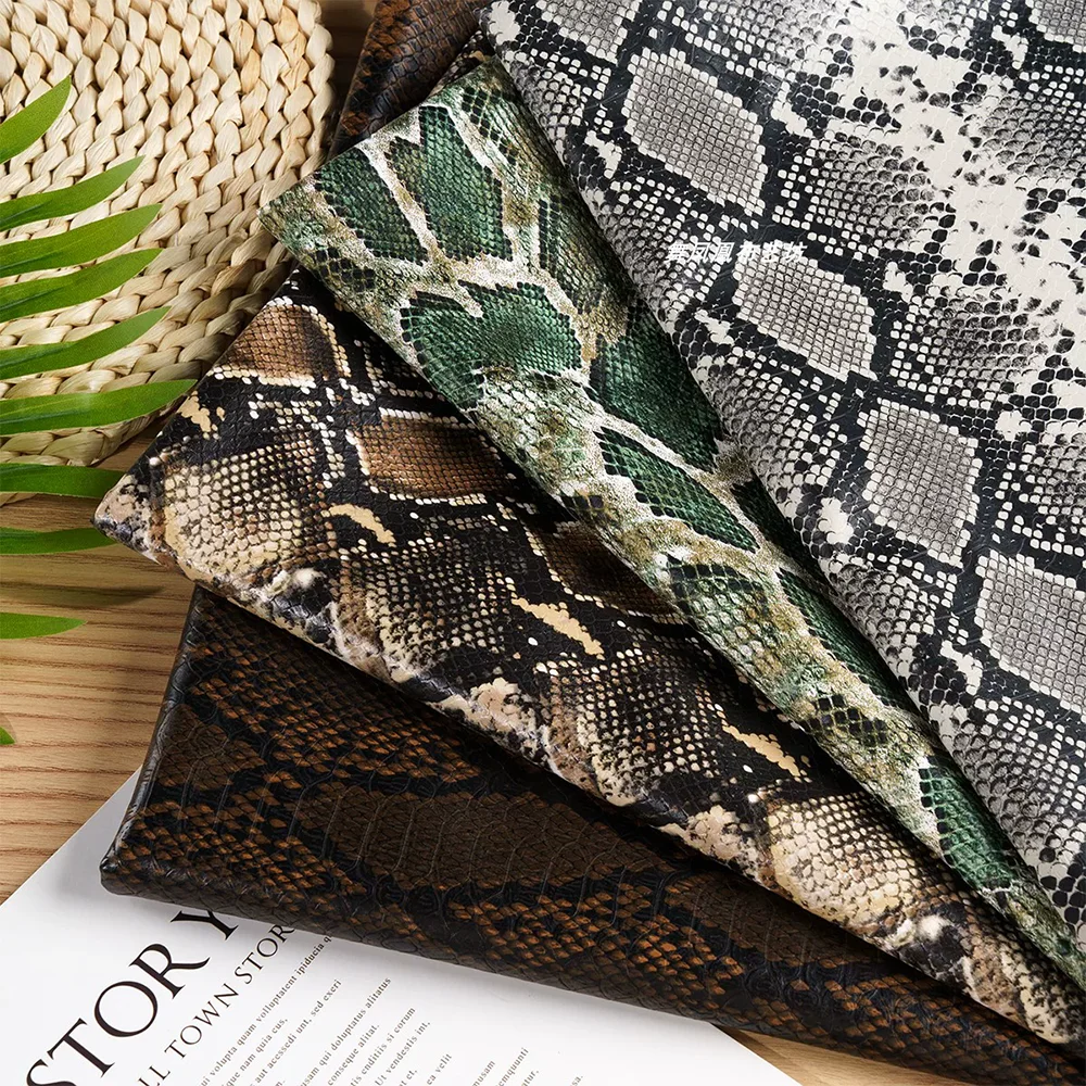 

Serpentine PU Leather Clothing Material snake patterned leather jacket, leather skirt, three-dimensional embossed elastic fabric