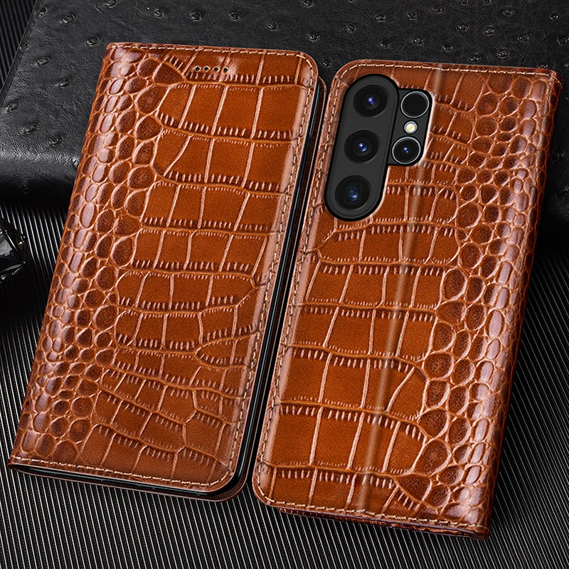 

Чехол-книжка из натуральной крокодиловой кожи для Samsung Galaxy S7 S8 S9 S10 S10e S20 S21 S22 S23 S24 FE Plus UItra