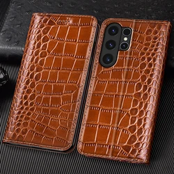Crocodile Genuine Leather Flip Case For Samsung Galaxy S10 S20 S21 S22 S23 S24 S25 S26 FE Plus uItra edge wallet Cover Cases