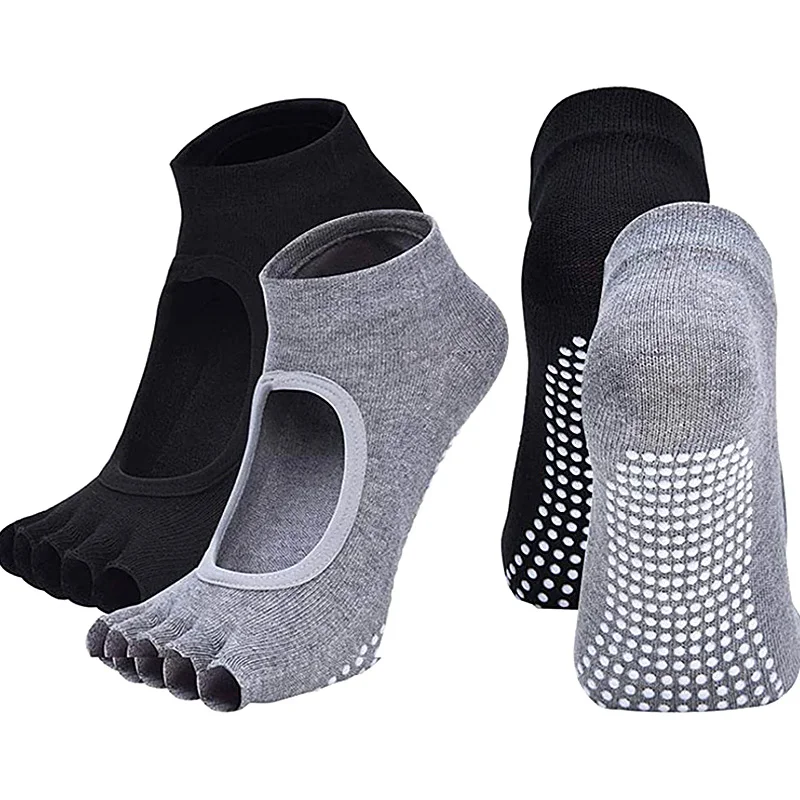 Calcetines cortos sin dedos para mujer, antideslizantes, con agarre, Tabi, espalda abierta, Punta dividida, pista de baile, gimnasio, deportes, antitranspirables