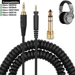 6.35mm Replacement Spring Cable Cord For Shure SRH440 SRH740 SRH750DJ SRH840 SRH940 Studio Monitoring Reference DJ Headphones