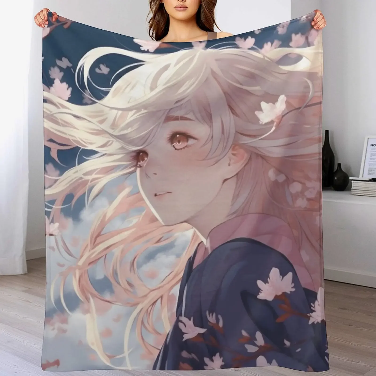 

Cherry Blossom in the Wind Throw Blanket Blankets Sofas Of Decoration Softest warm for winter Shaggy Blankets