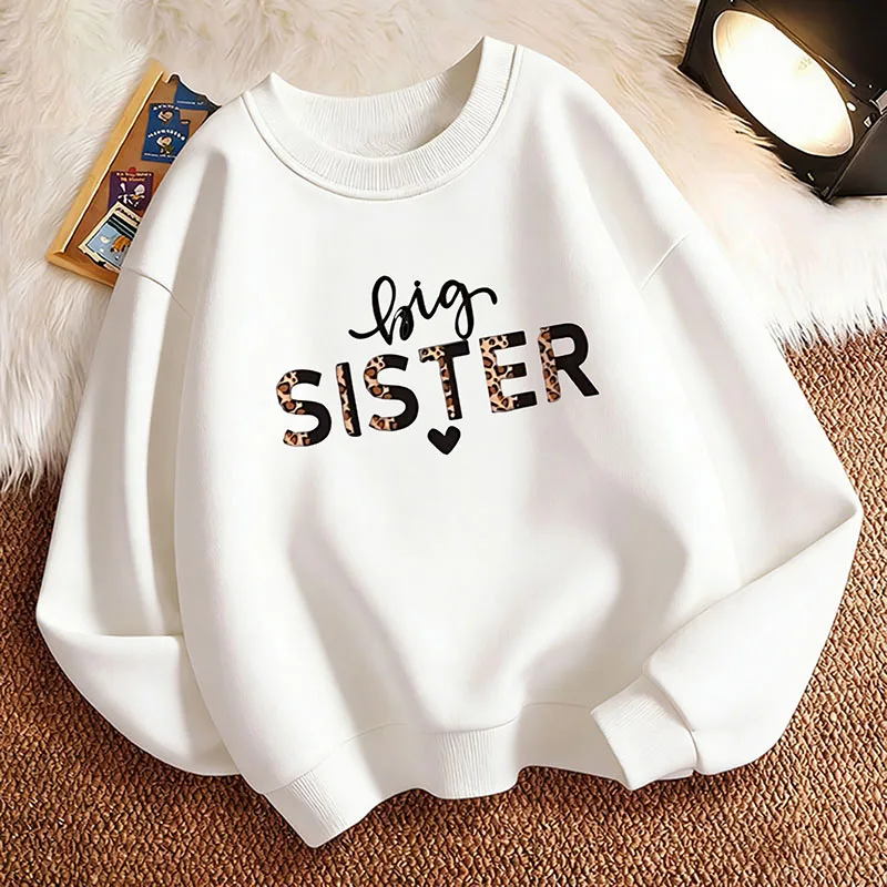 Fashion Children's Sweatshirt Pullover Spring  Big Sister Heart Crew Neck Graphic Print Hoodie Girl Kids Hoody - view 5