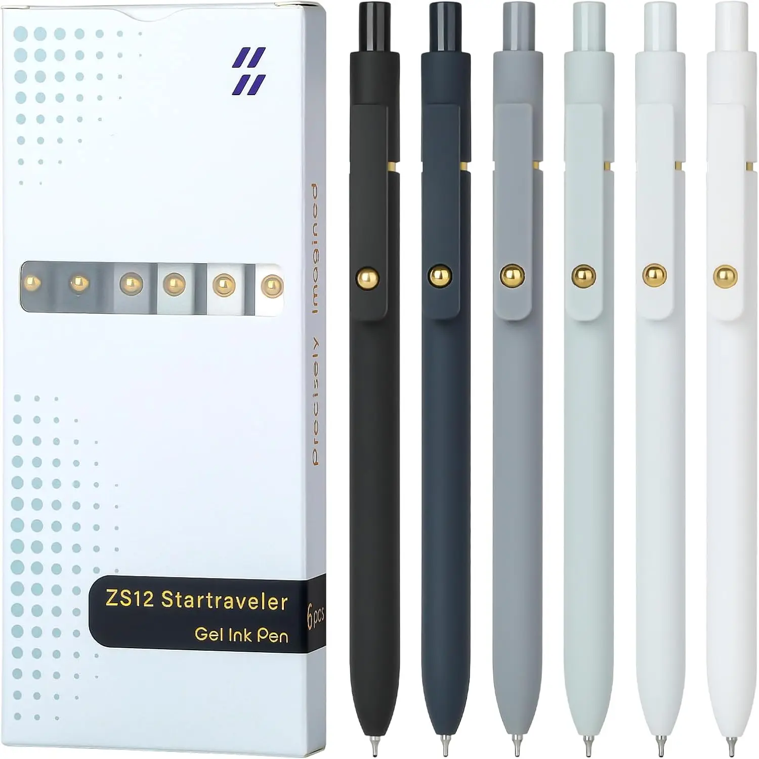 

0.7mm Quick-Dry Gel Pens, Fine Point Smooth Writing for Office School Supplies, Gifts (6Pcs Black White Gray)