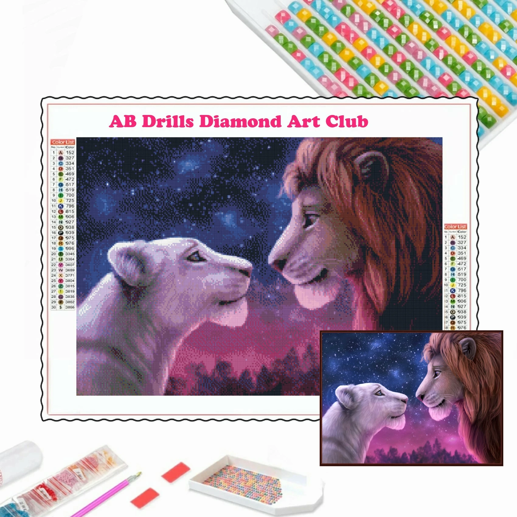 Simba and Nala 5D DIY AB Drill Diamond Painting The King Lion Embroidery Cross Stitch Mosaic Handicraft Home Decor Kids Gift