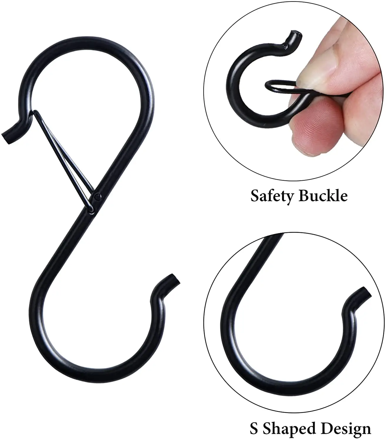 Hanging Heavy Duty S Hooks with Safety Buckle Design for Plants Lights Clothes Hat Mug Towel Cups Spatula Can Opener Scissor