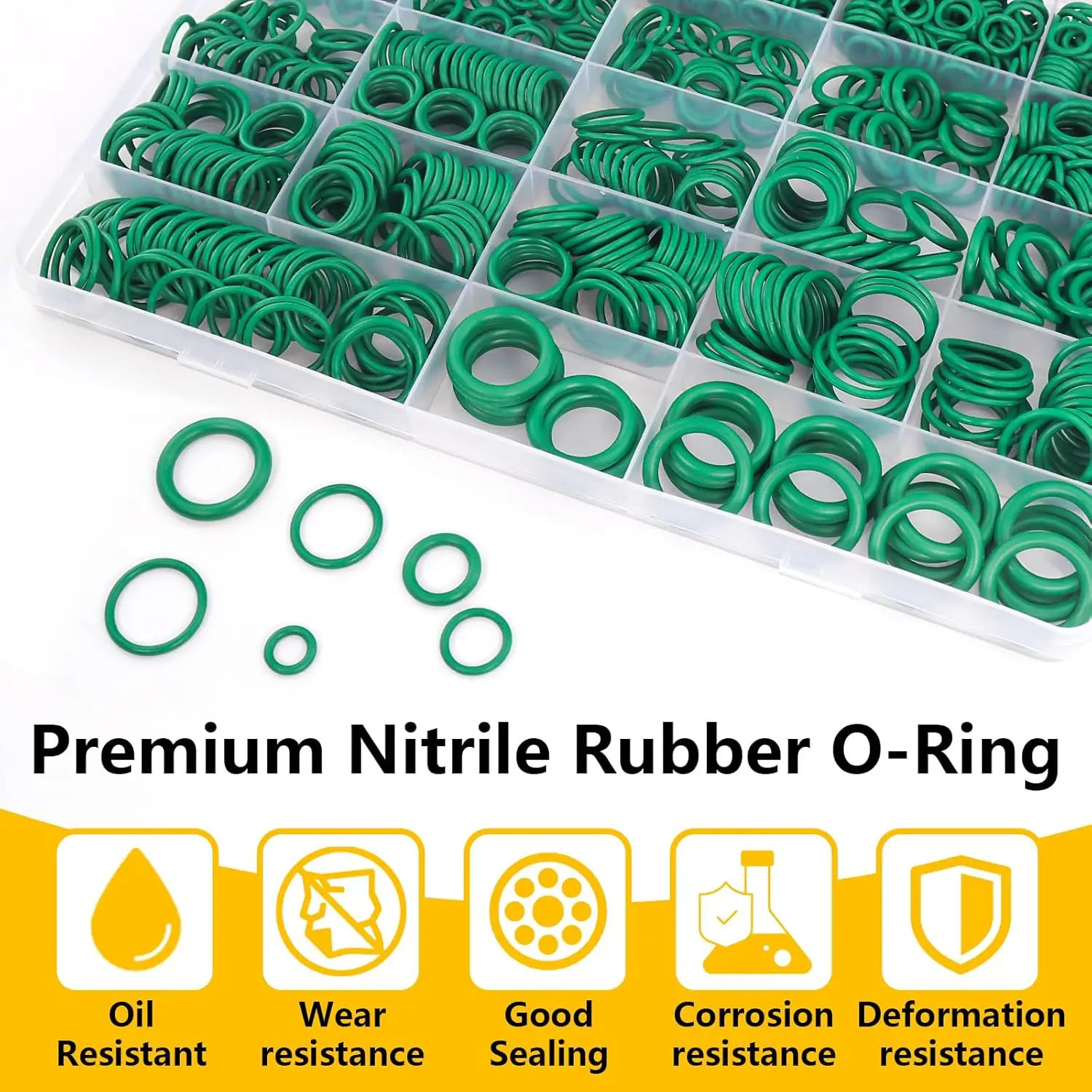 485PCS  Car AC Compressor Water Pipe Sealing Repair O-Ring Set Rubber Material Sealing Gasket  18 Different Sizes