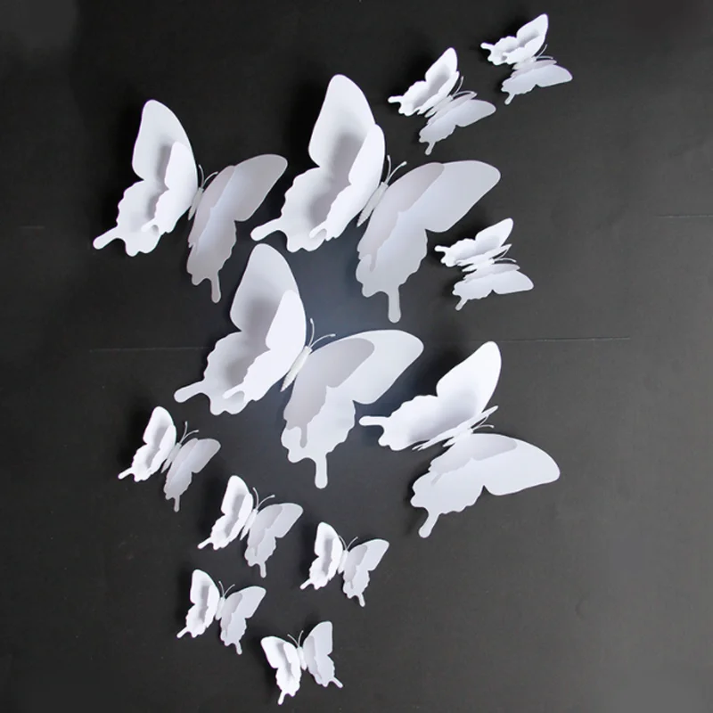 Black White Simulation Butterfly Creative Home Background Butterfly Stickers Children Room Wall Decoration 3d Wall Stickers