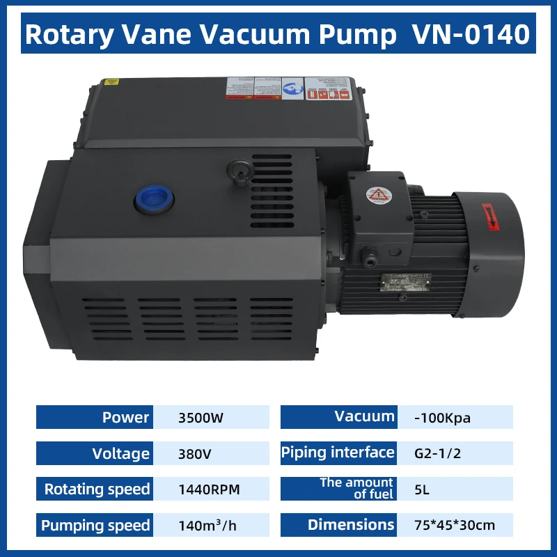 380v 140 M3/h Electric Lubrication Rotary Vane Vacuum Suction Pump for Food Vacuum Packaging Equipment