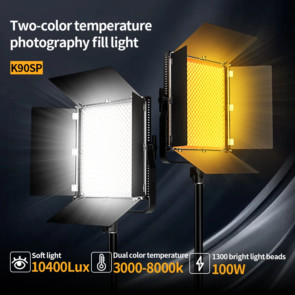 

Pixel K90SP двойной светильник, 100 Вт, светодиодный светильник, регулируемый двухцветный заполняющий светильник, студийный светильник 3000K-8000K, подходит для видеосъемки