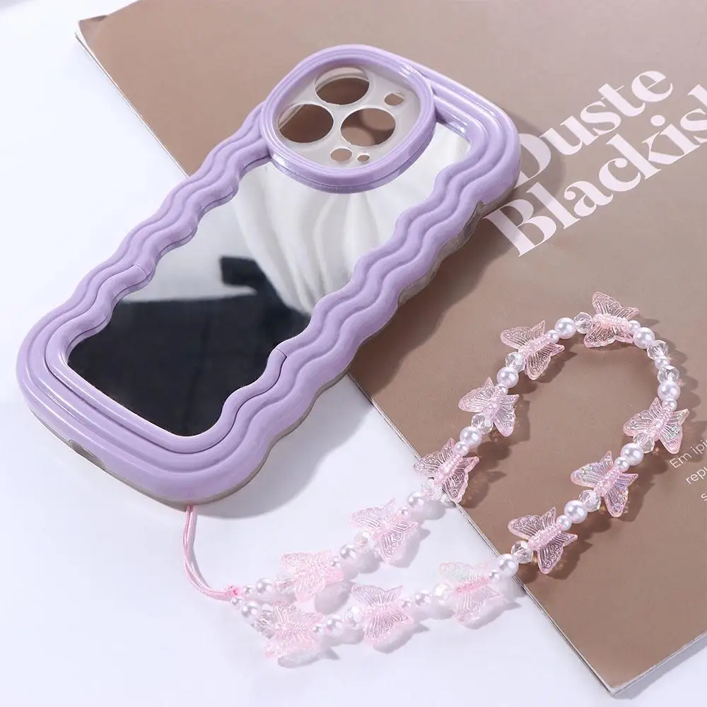 

Pearl Phone Lanyard Resin Gifts Telephone Jewelry Hanging Rope Beaded Chain Butterfly Phone Chains Mobile Strap Anti-Lost Rope