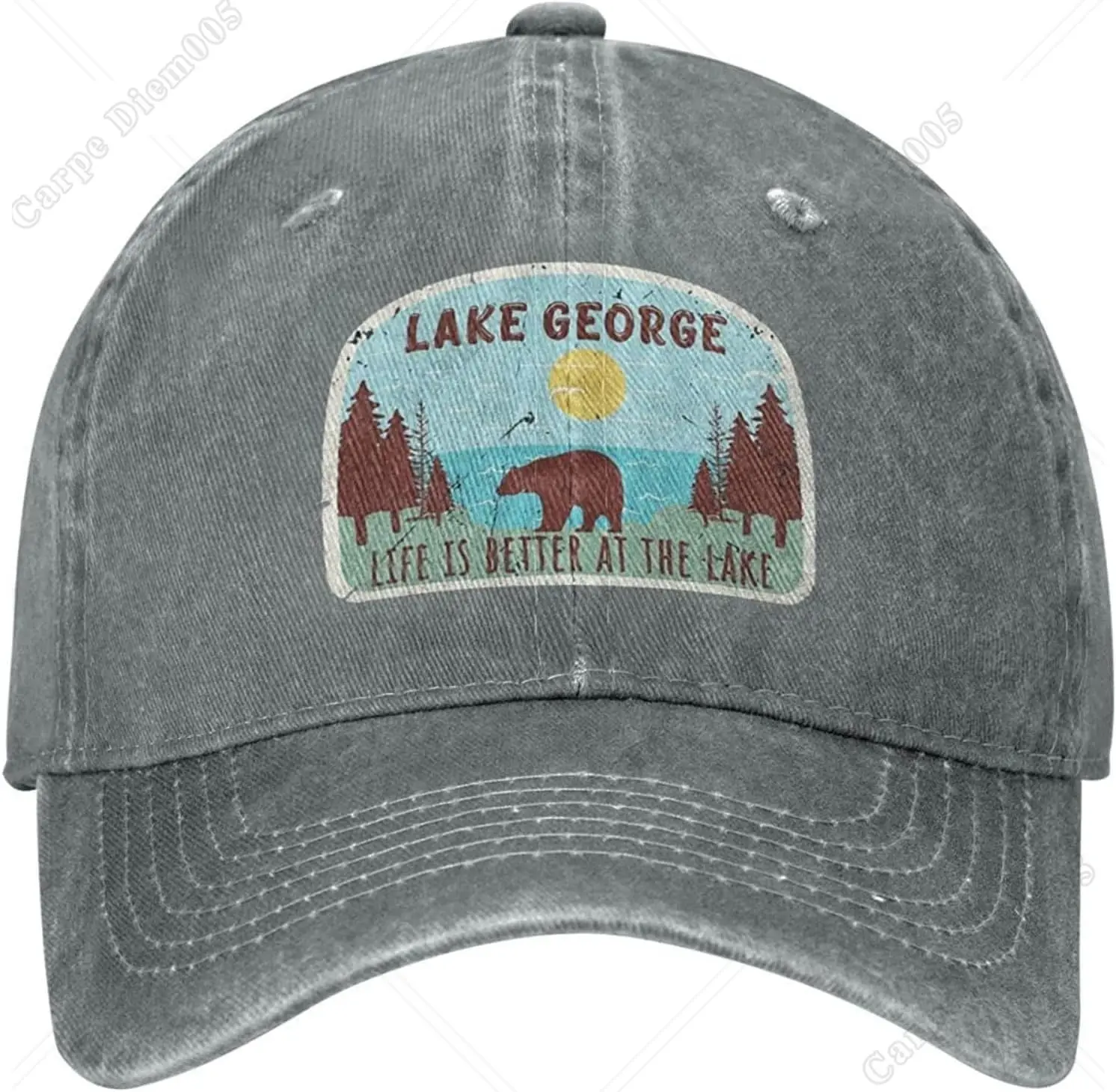 

Bear Lake Geoege Life Is Better At The Lake Baseball Cap for Women Men Snapback Hat Breathable Trucker Casual Cap