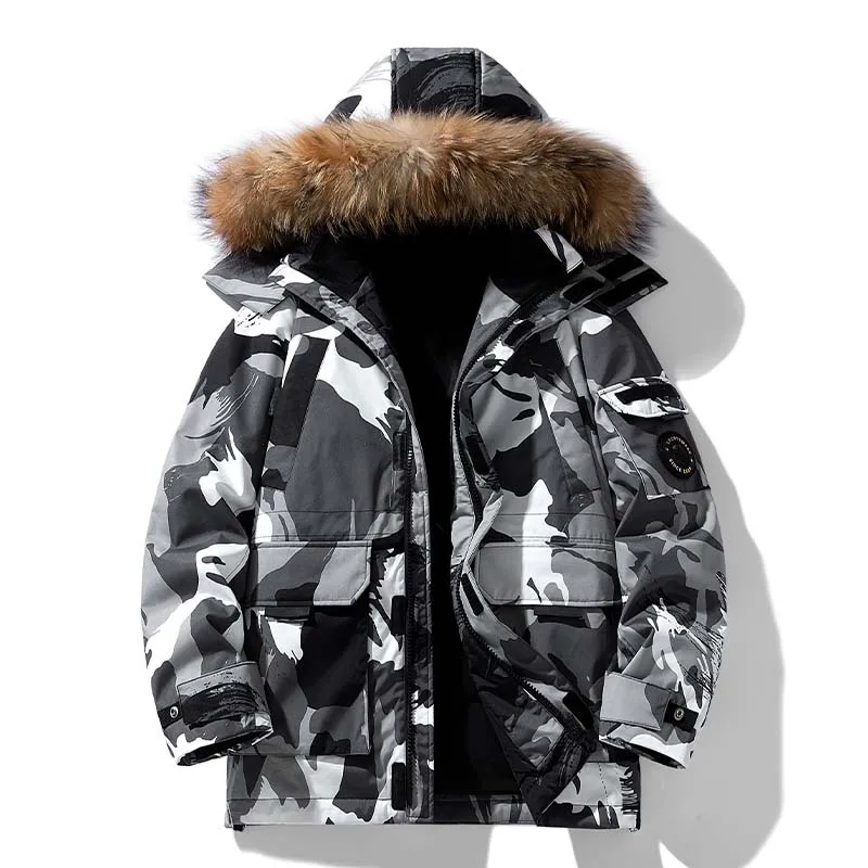 

Camouflage down Jacket Men's Winter New 2025 Thick Short Design Unique College Students Workwear Outerwear Polyester Fiber