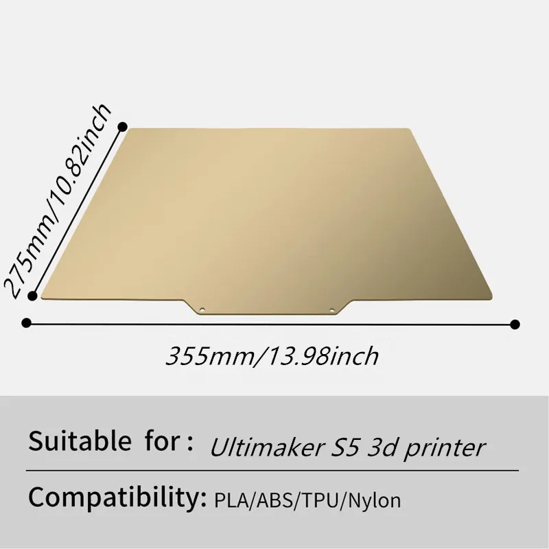 ENERGETIC Ultimaker S5 PEI Build Plate 355x275mm PEI Magnetic Smooth/Textured Powder Coated Spring Steel Sheet for S5 Pro