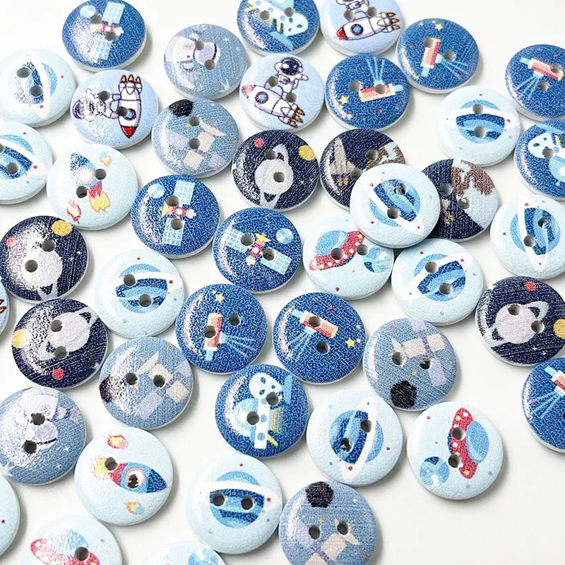 100pcs Mixed astronaut Series Buttons for Needlework DIY Sewing Decorative Children\'s Button Clothing WB912